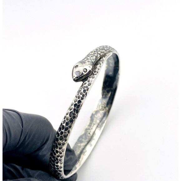 Ritter & Sullivan Antique Sterling Silver Snake Bangle Bracelet 7.5 In Signed - Picture 3 of 4